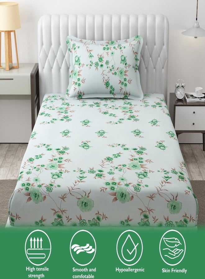 FRESH FROM LOOM طقم ملاءات سرير مفردة من الألياف الدقيقة بنقشة زهور من Fresh From Loom، 240 خيط، مع غطاء وسادة واحد - مضاد للحساسية وناعم (60 × 90 بوصة | أزرق سماوي، تصميم زهور) - Image 2